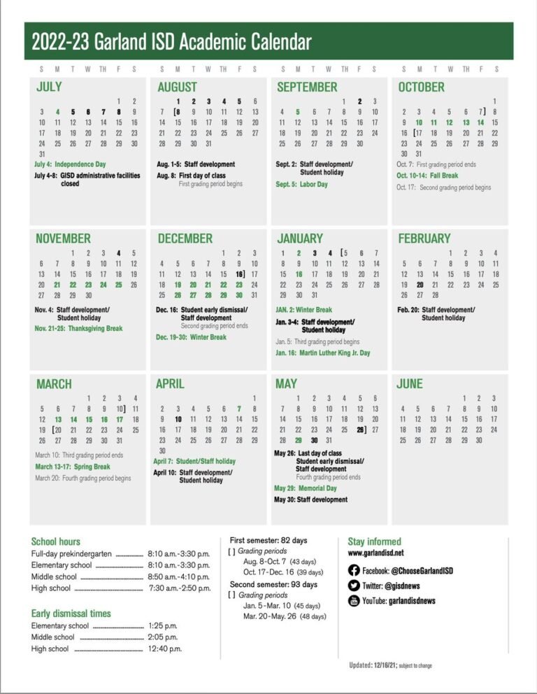 Garland Isd Calendar 26 27