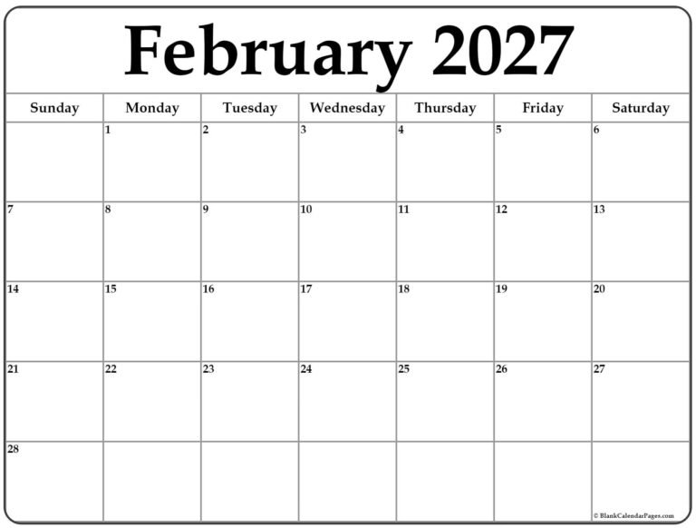 Family February 2027 Schedule Calendar – Free Printable PDF