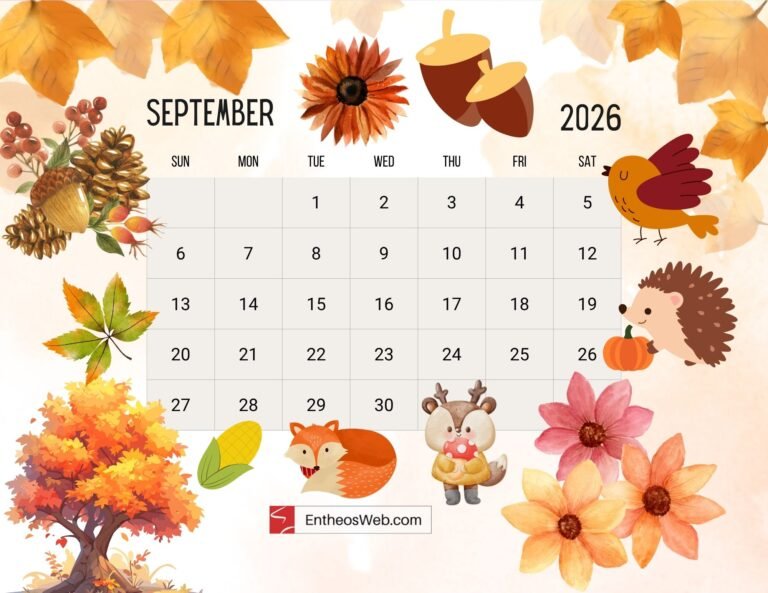 September 2026 Calendar Desktop Wallpaper