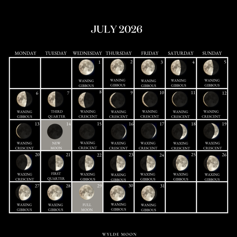 Moon Phase Calendar July 2026