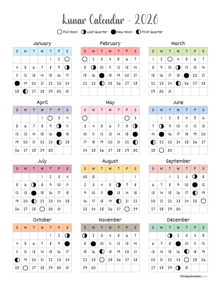 Full Moon Calendar 2026 Usa