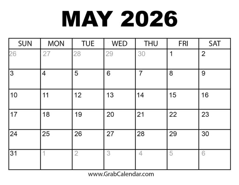 Family May 2026 Schedule Calendar – Free Printable PDF