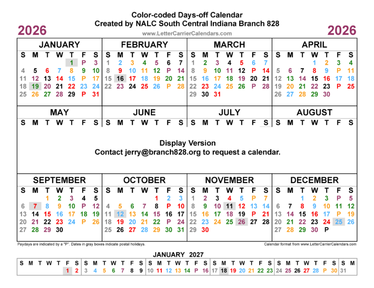 Nalc Color Coded Calendar 2026