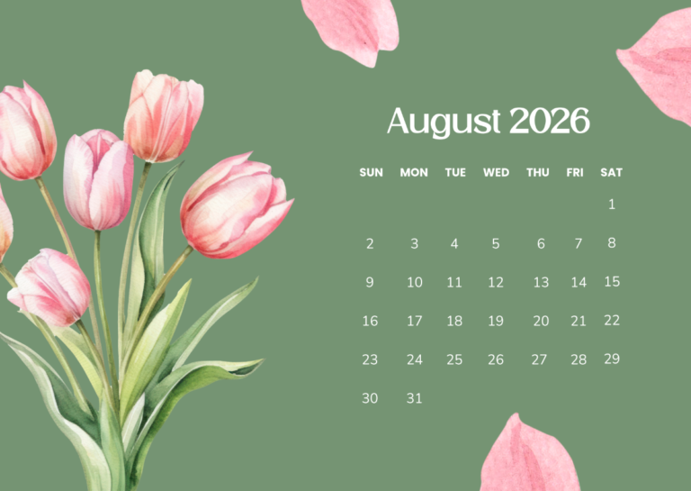 August Calendar 2026 Background