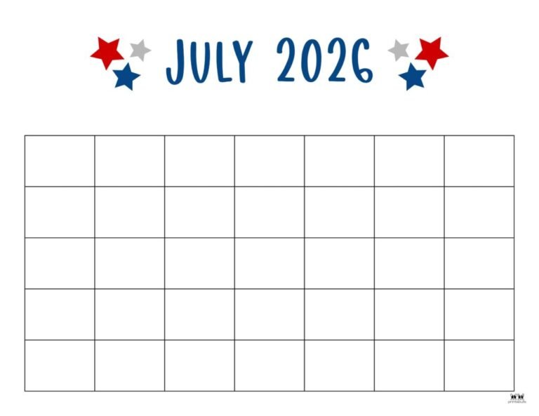 July 2026 Calendar Printable Pdf