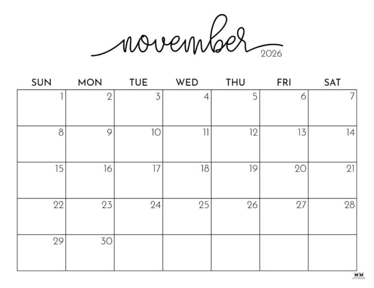 November 2026 Calendar Printable Pdf