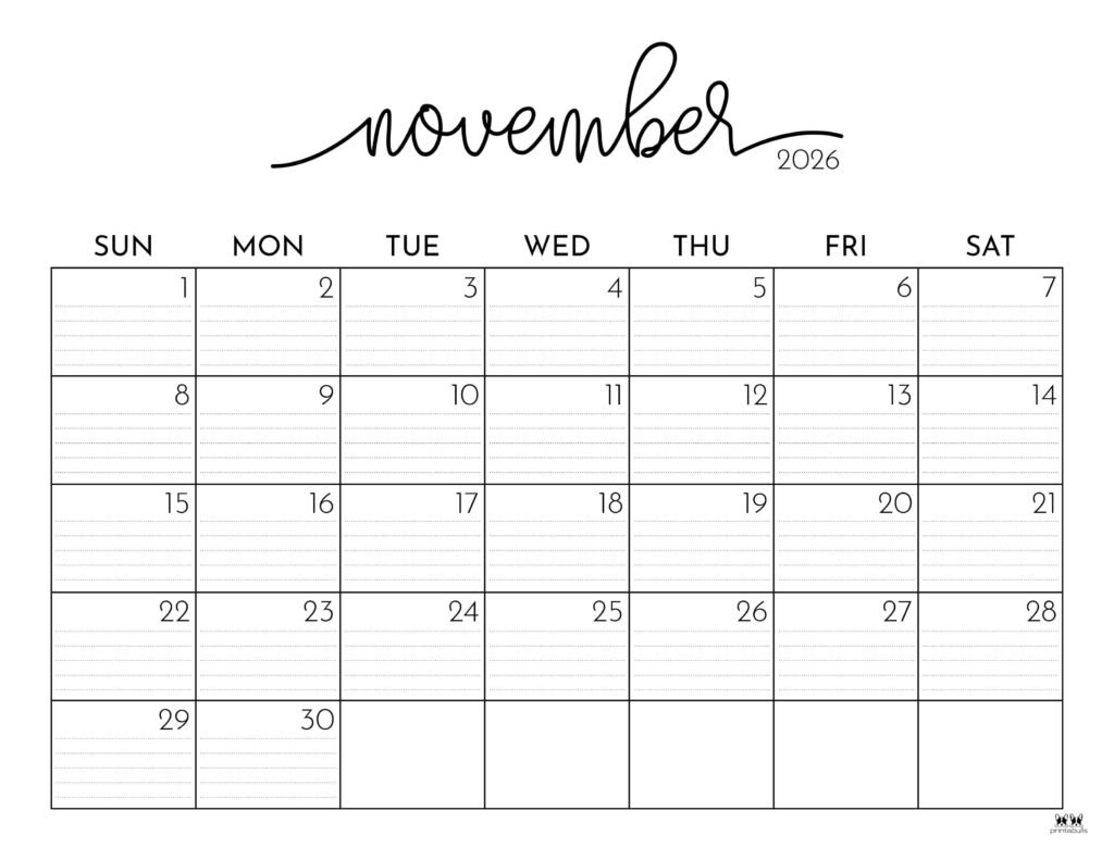 Printable November 2026 Calendar Pdf