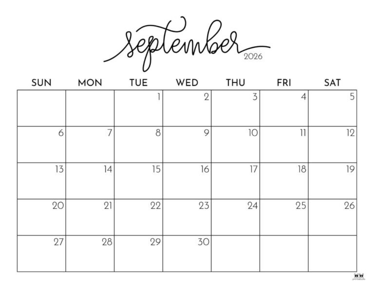 September 2026 Calendar Printable Pdf