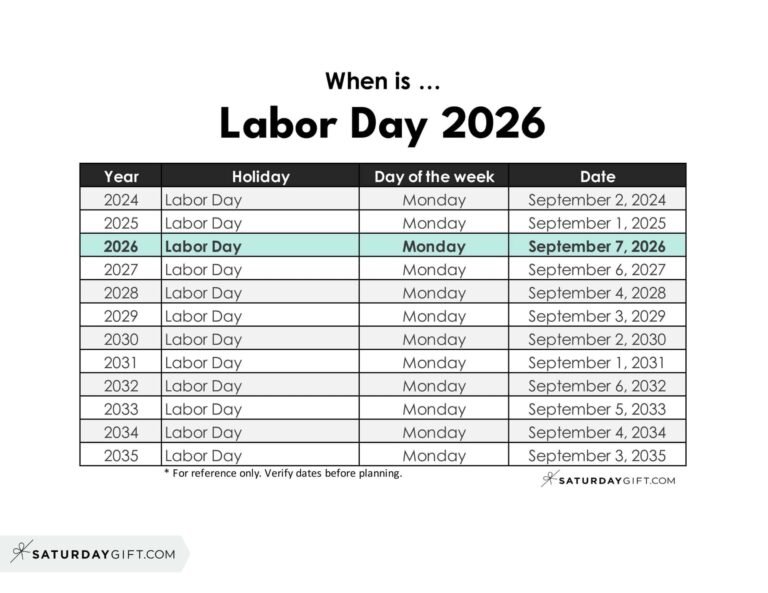 Labor Day Weekend 2026 Calendar