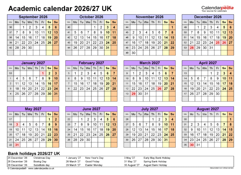Uk Academic Calendar 2026 27