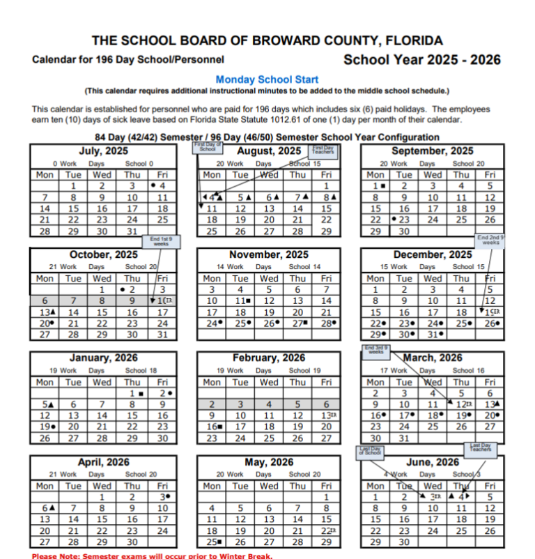Broward County Schools Calendar 26 27