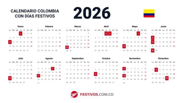 Calendario 2026 Con Festivos Colombia