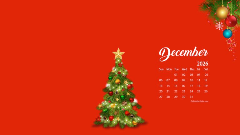 December 2026 Calendar Desktop Wallpaper