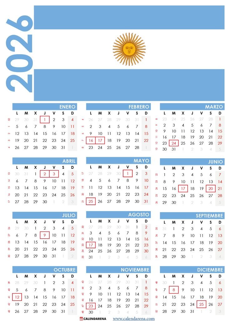 Calendario 2026 Para Imprimir Con Feriados