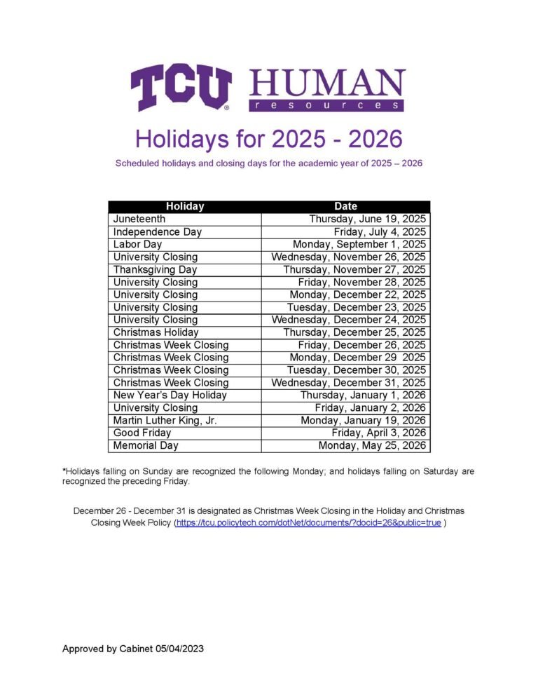 Tcu Academic Calendar Fall 2026