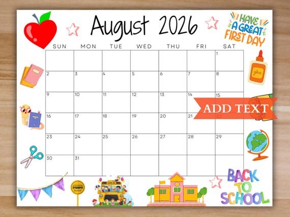 August 2026 Calendar Editable