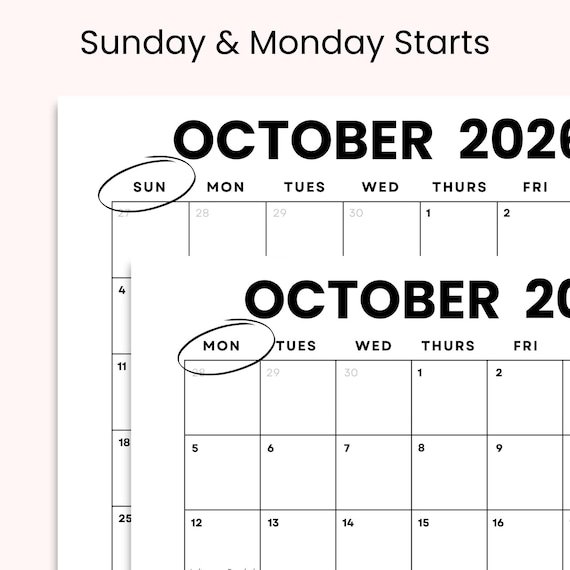 Minimalist October 2026 Printable Calendar – Clean & Simple