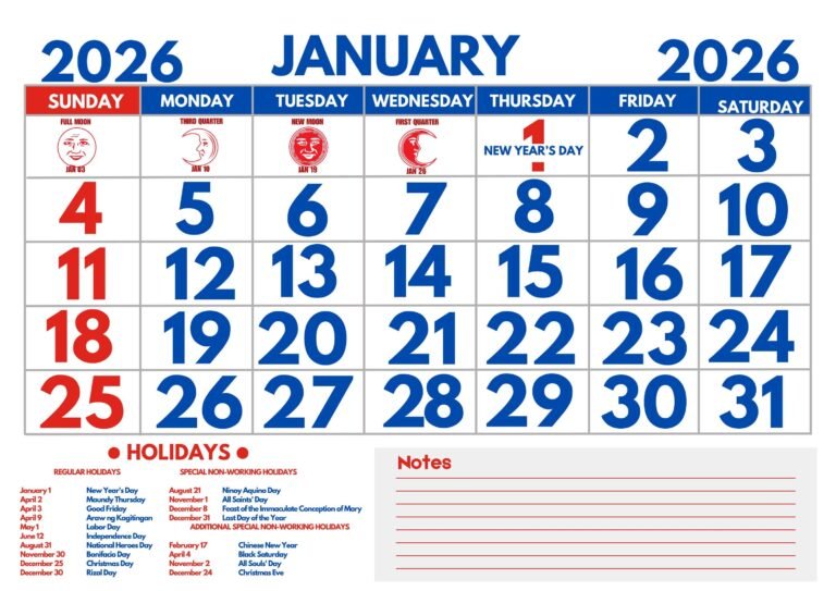 2026 Calendar Philippines With Holidays