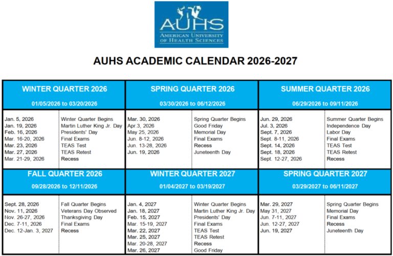American University Spring 2026 Calendar