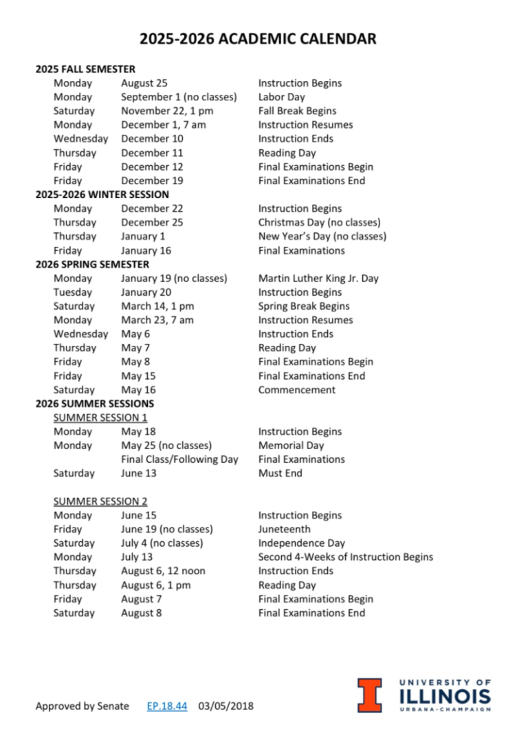 Uiuc Fall 2026 Academic Calendar