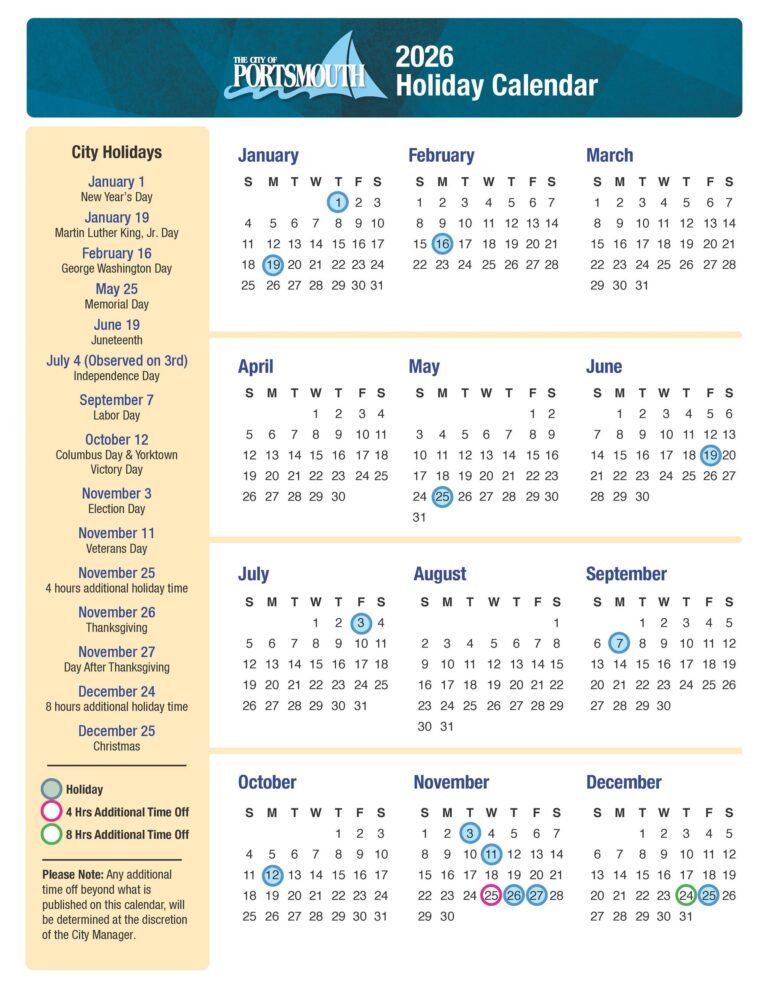 Virginia Pay And Holiday Calendar 2026