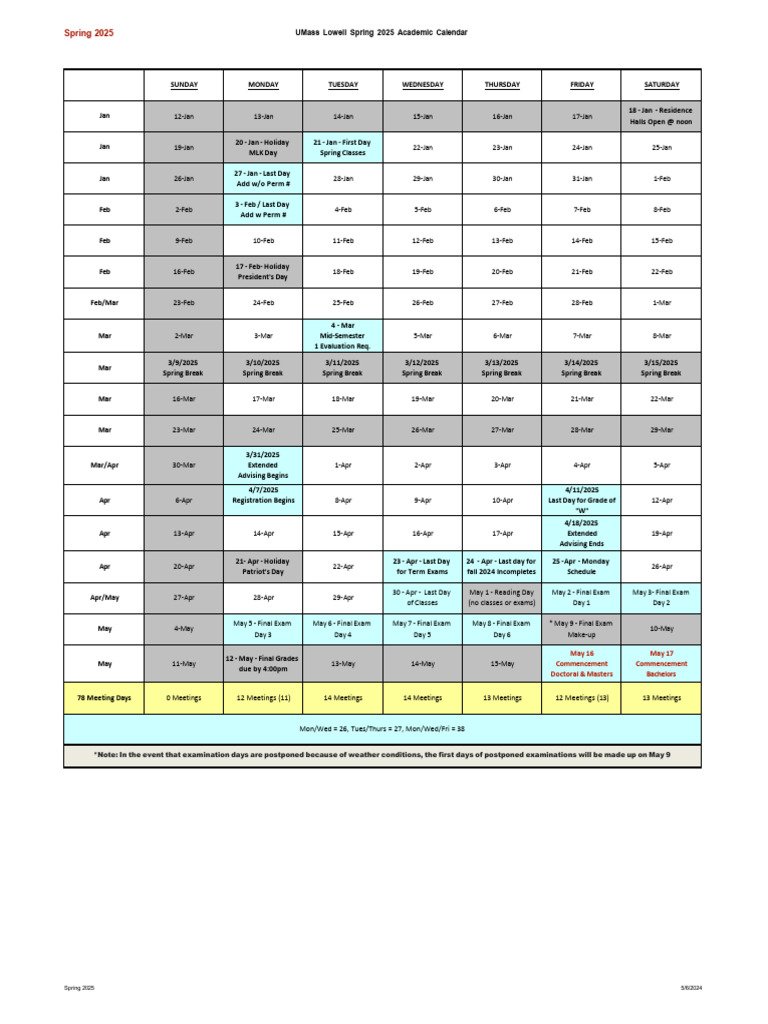 Uml Academic Calendar Spring 2026