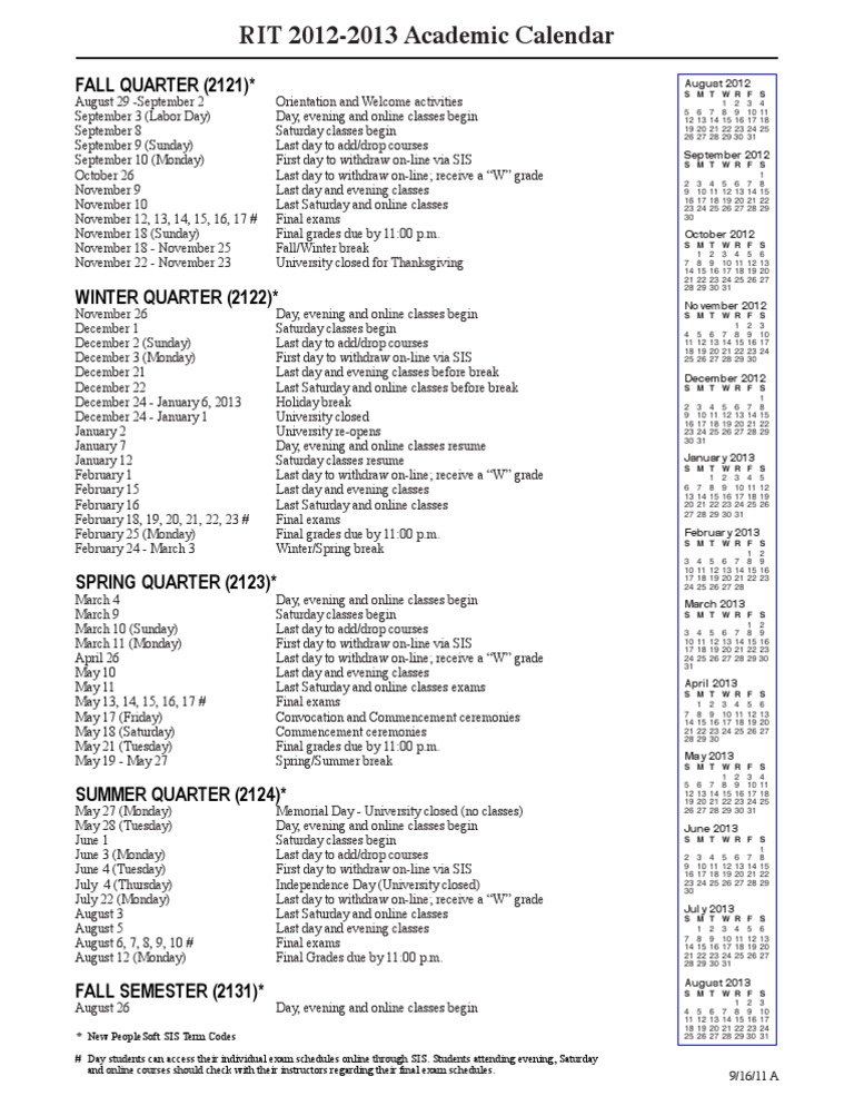 Rit Academic Calendar 2026 27