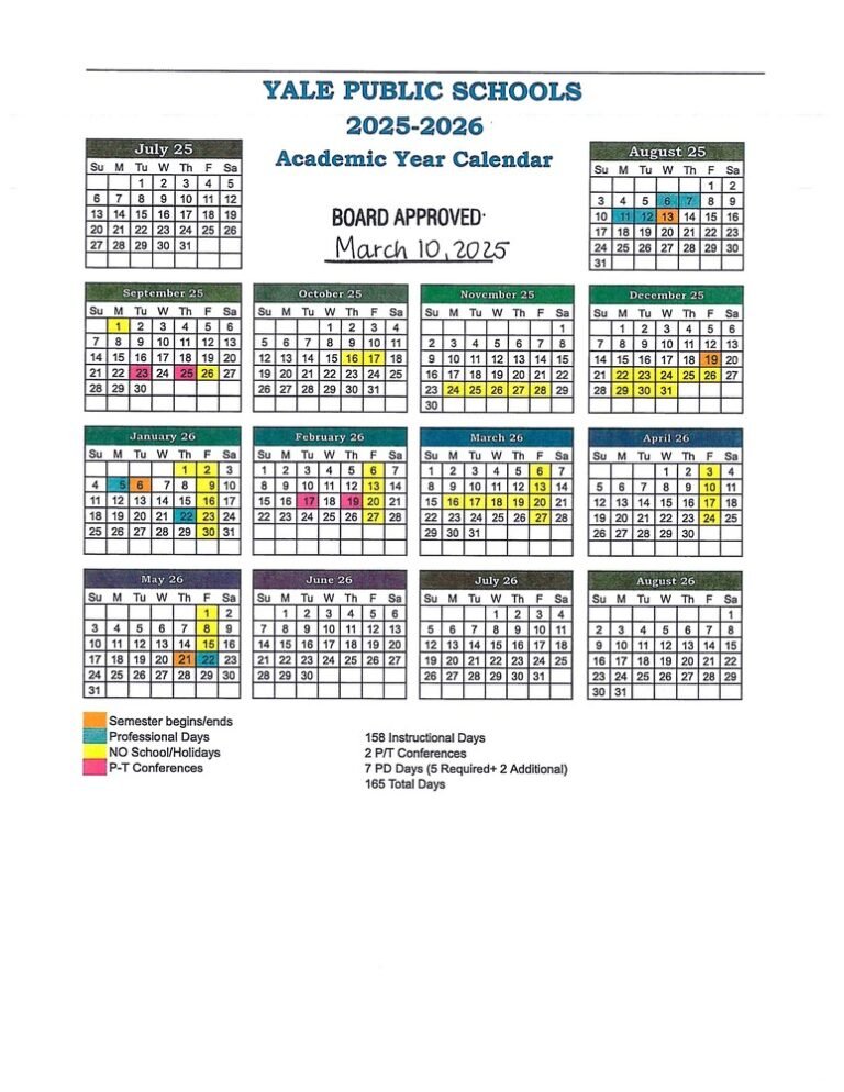 Yale Academic Calendar 2026 27