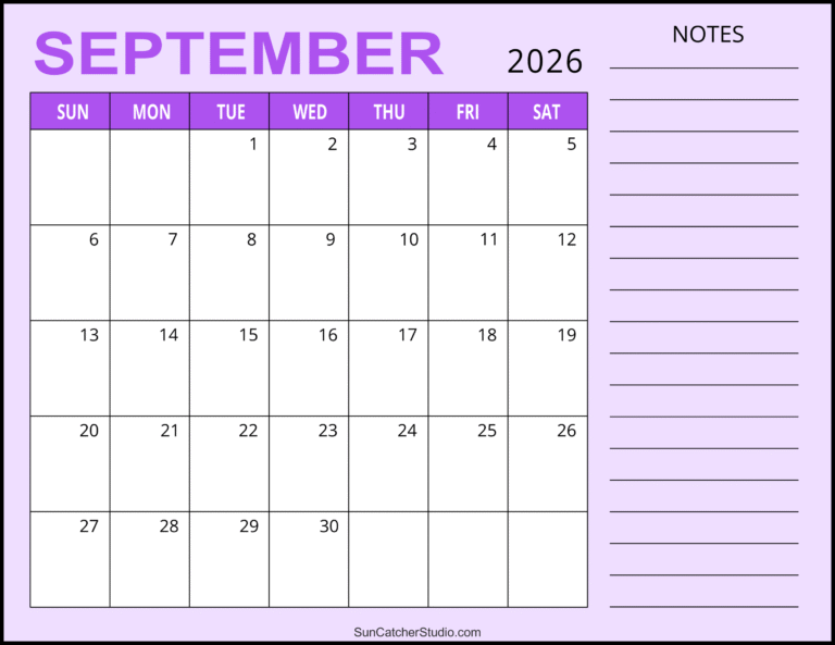 September 2026 Calendar With Lines