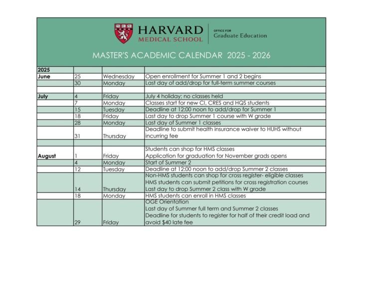 Harvard Academic Calendar 2026 27