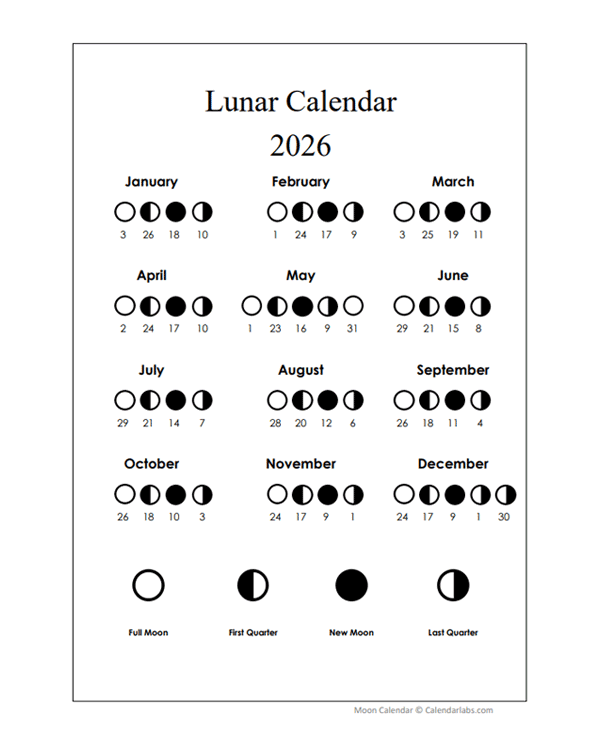 Lunar Calendar 2026 Pdf Free Download