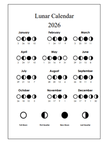 Full Moon Calendar 2026 Printable