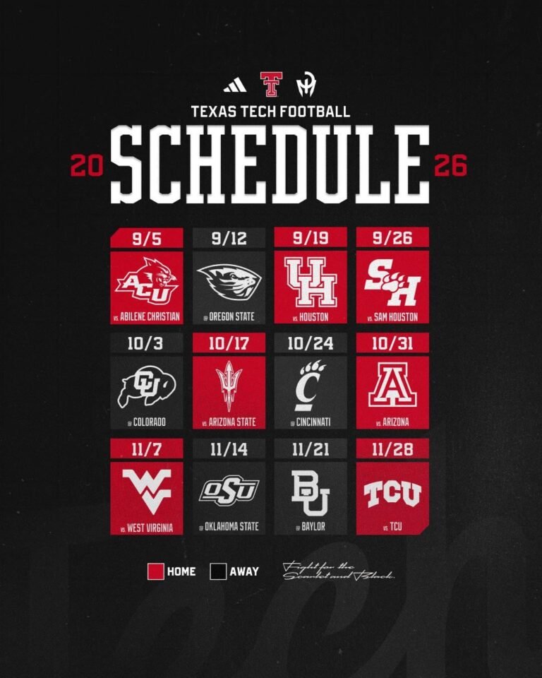 Texas Tech Fall 2026 Calendar