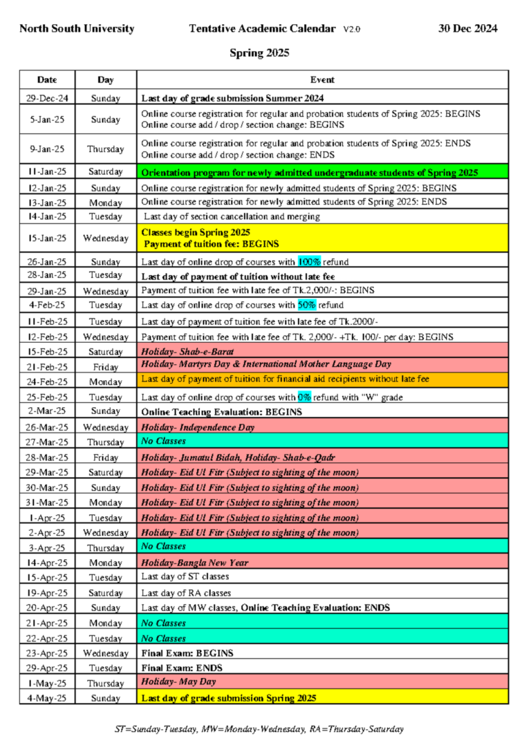 Nsu Academic Calendar Fall 2026
